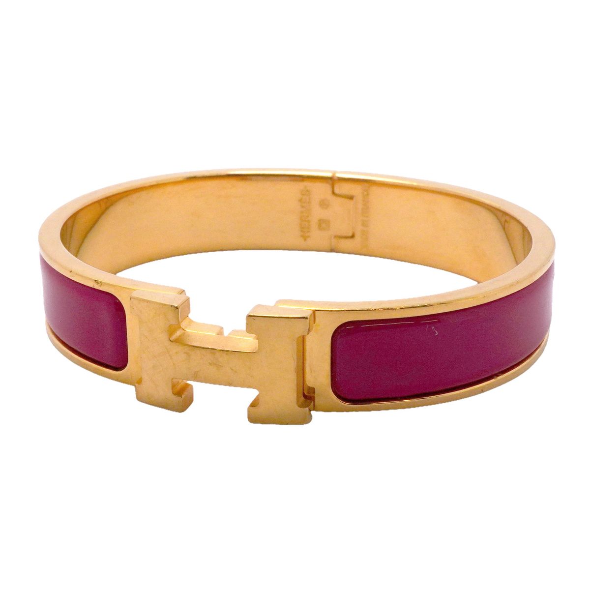 Hermes Bangle Clic Clac PM Gold Plated Red Bracelet