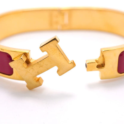 Hermes Bangle Clic Clac PM Gold Plated Red Bracelet — view 4