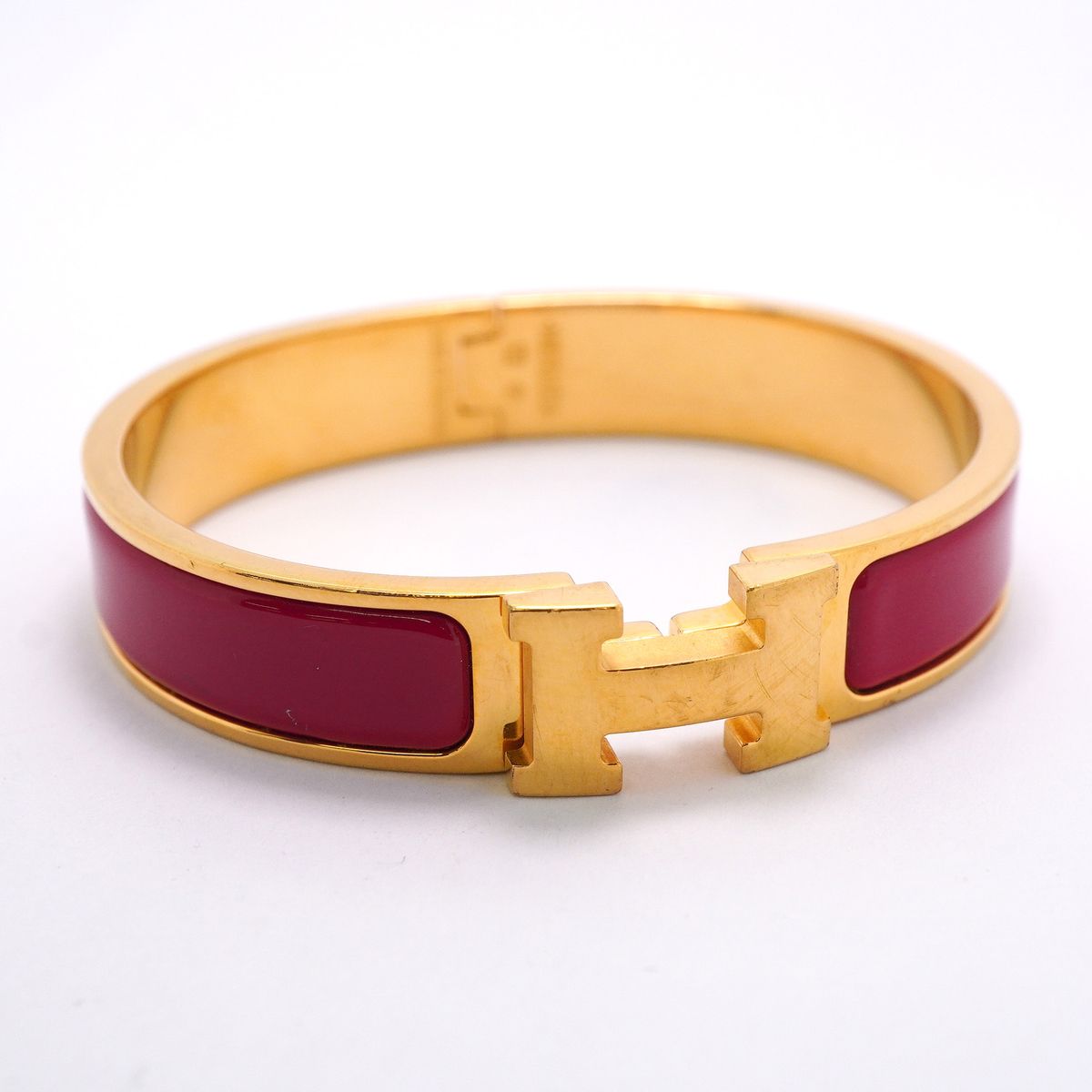 Hermes Bangle Clic Clac PM Gold Plated Red Bracelet — view 2