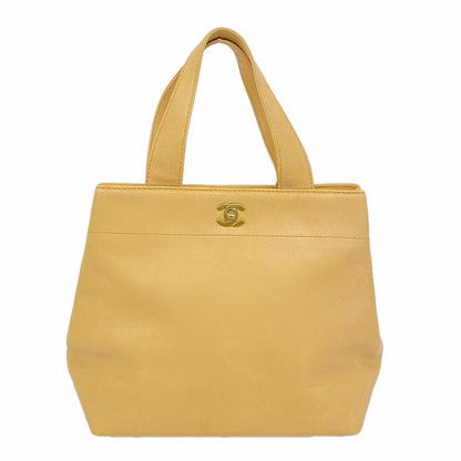 Chanel Tote Bag Leather Beige Gold