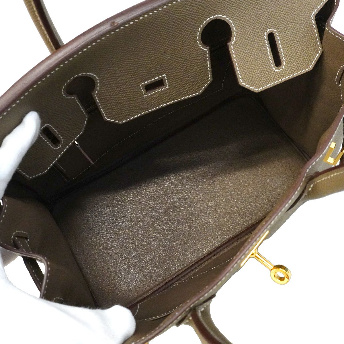Hermes Handbag Birkin 30 Veau Epsom Etoupe Gold — view 4