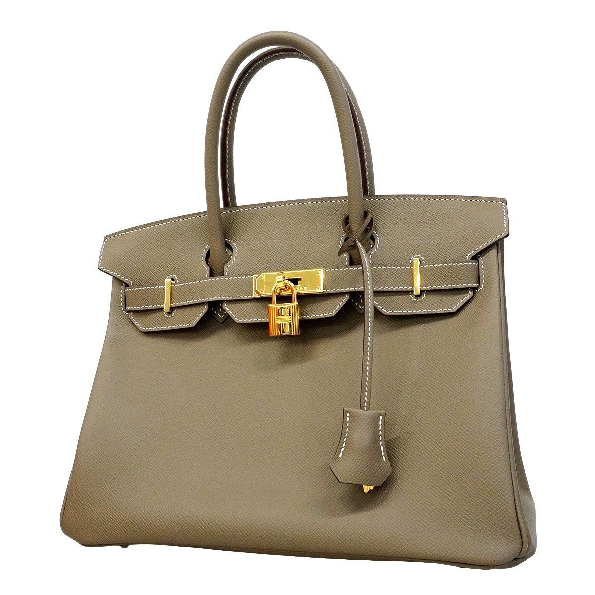 Hermes Handbag Birkin 30 Veau Epsom Etoupe Gold