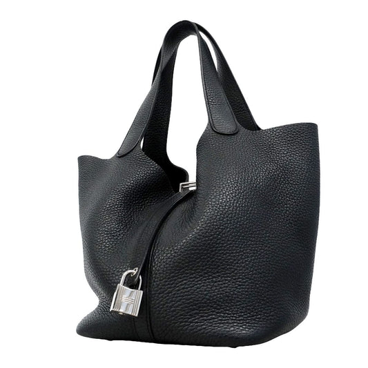 Hermes Handbag Picotin Lock MM Taurillon Clemence Black Silver