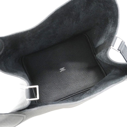 Hermes Handbag Picotin Lock MM Taurillon Clemence Black Silver — view 4