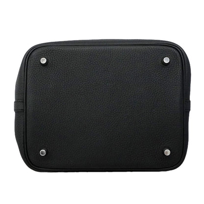 Hermes Handbag Picotin Lock MM Taurillon Clemence Black Silver — view 3