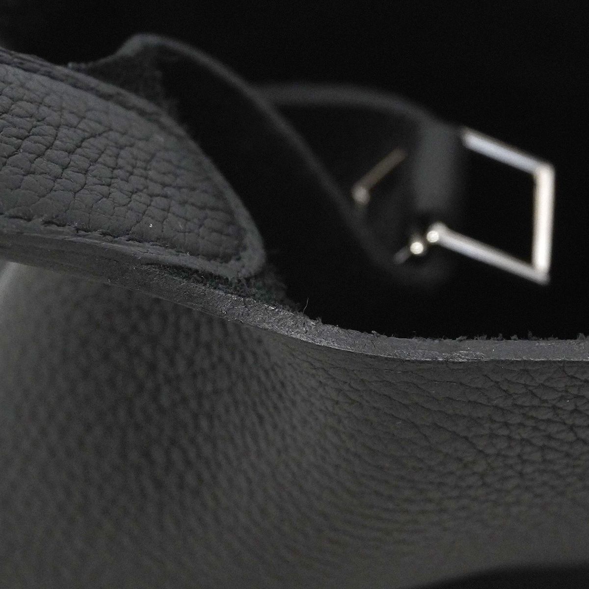 Hermes Handbag Picotin Lock MM Taurillon Clemence Black Silver — view 7