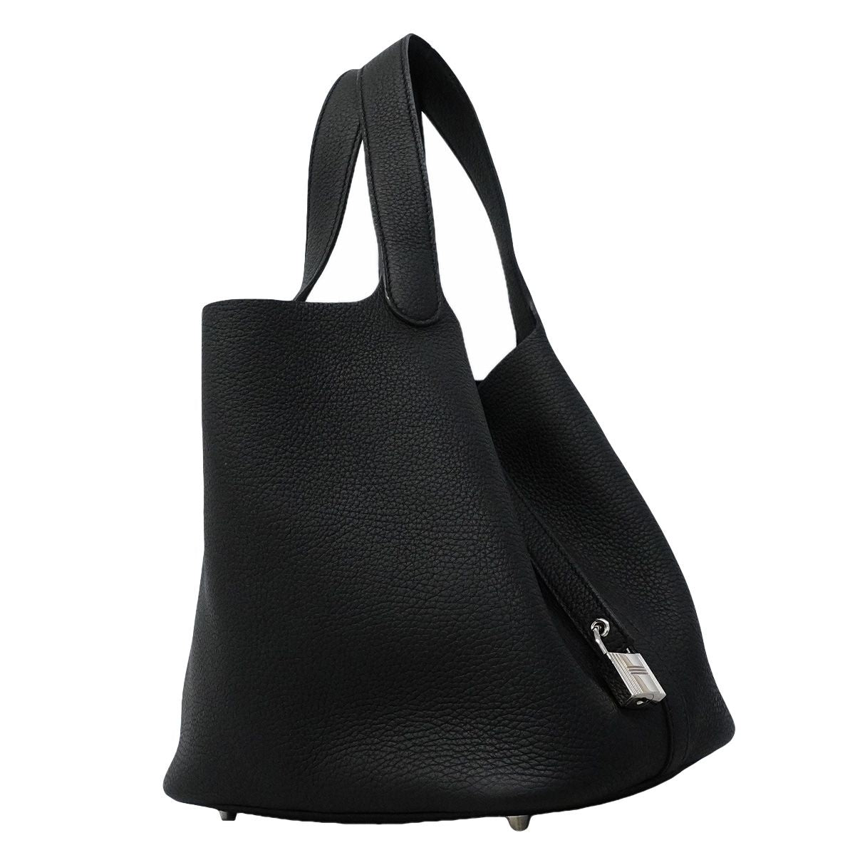 Hermes Handbag Picotin Lock MM Taurillon Clemence Black Silver — view 2