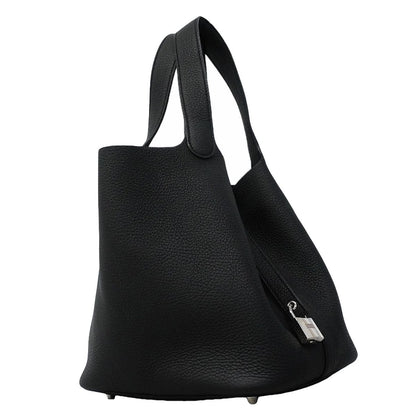 Hermes Handbag Picotin Lock MM Taurillon Clemence Black Silver — view 2
