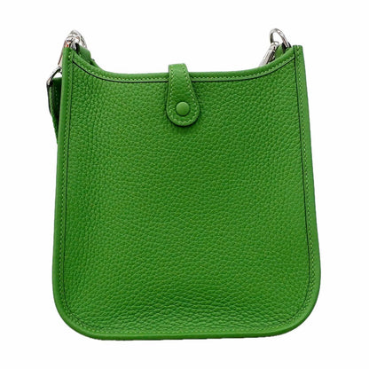 Hermes Shoulder Bag Evelyne TPM Taurillon Clemence Vert Yucca Silver — view 6
