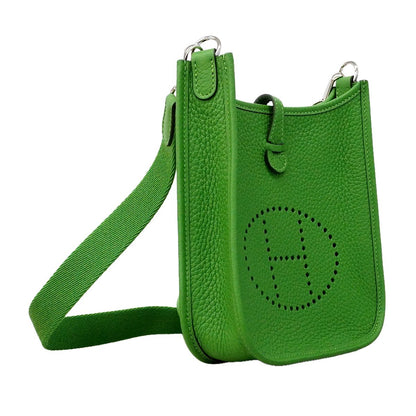 Hermes Shoulder Bag Evelyne TPM Taurillon Clemence Vert Yucca Silver — view 2