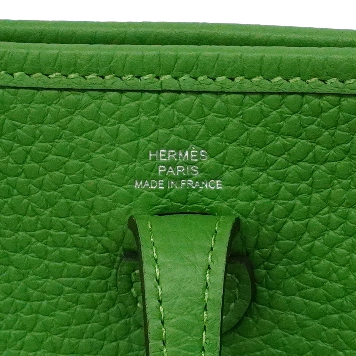 Hermes Shoulder Bag Evelyne TPM Taurillon Clemence Vert Yucca Silver — view 5