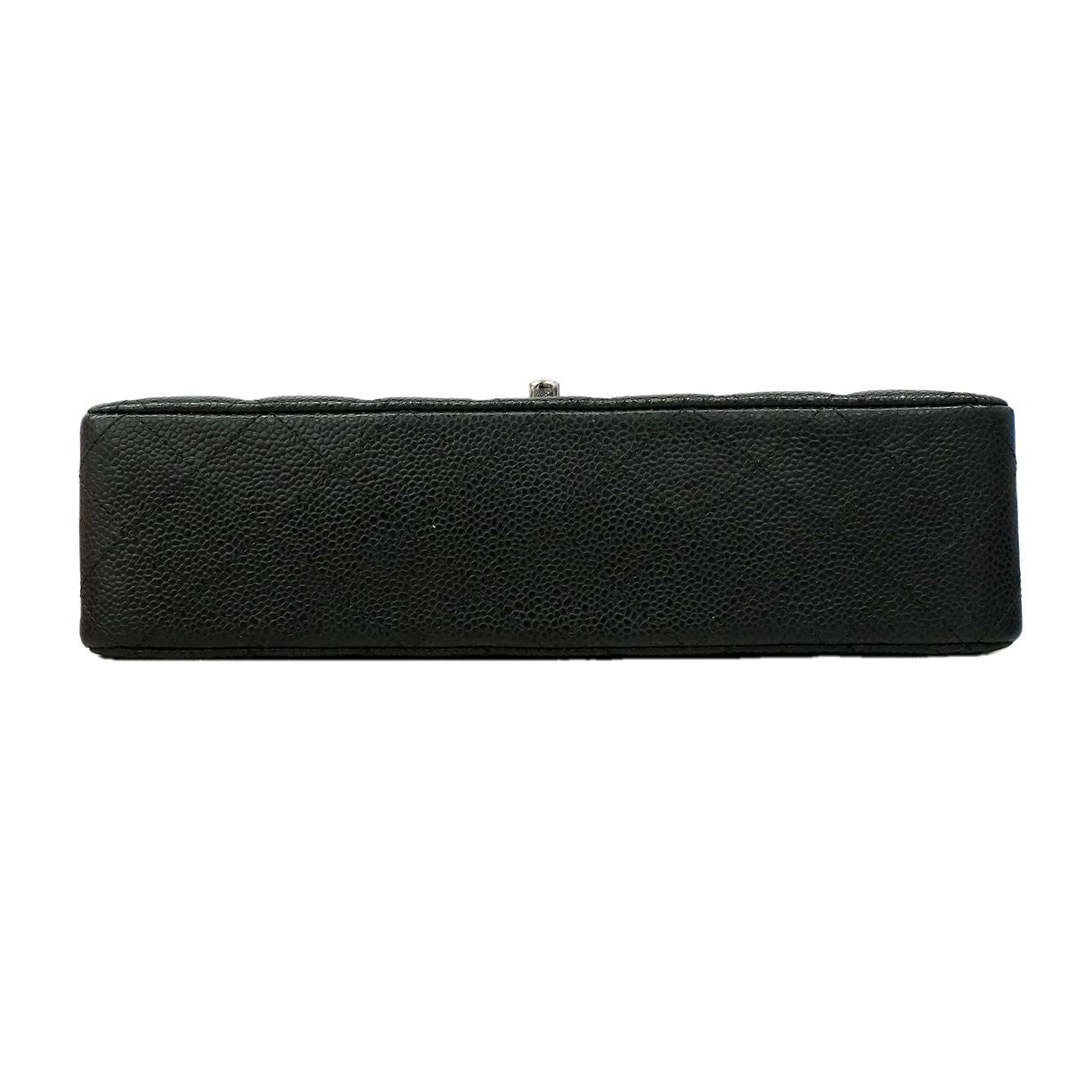 Chanel Shoulder Bag Quilted Caviar Leather Black Silver — view 3