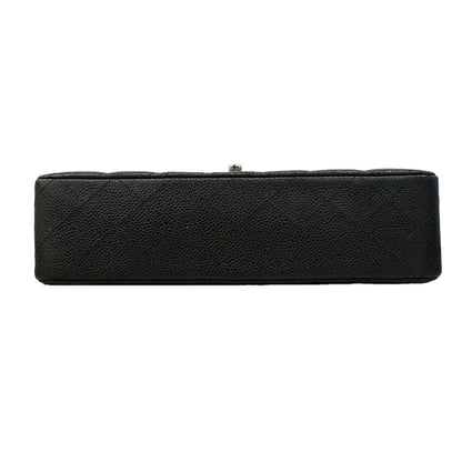 Chanel Shoulder Bag Quilted Caviar Leather Black Silver — view 3