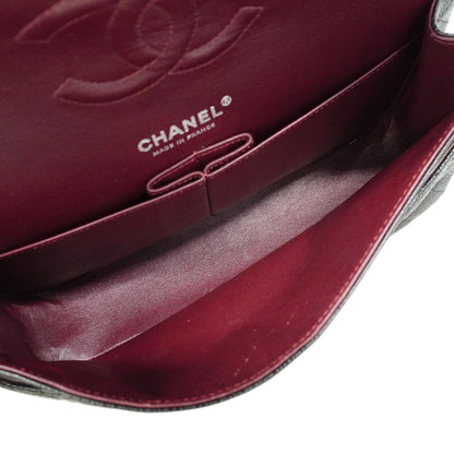 Chanel Shoulder Bag Quilted Caviar Leather Black Silver — view 4
