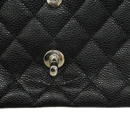 Chanel Shoulder Bag Quilted Caviar Leather Black Silver — view 8