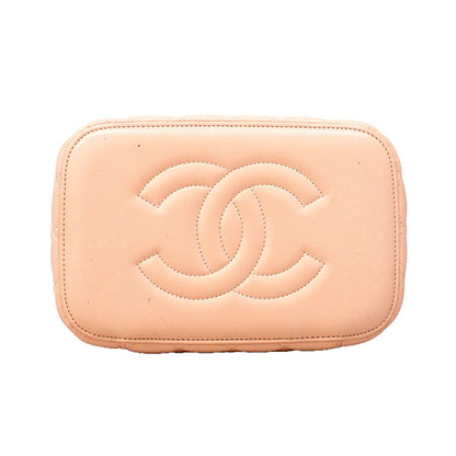 Chanel Vanity Bag Quilted Caviar Leather Pink Champagne Gold — view 3