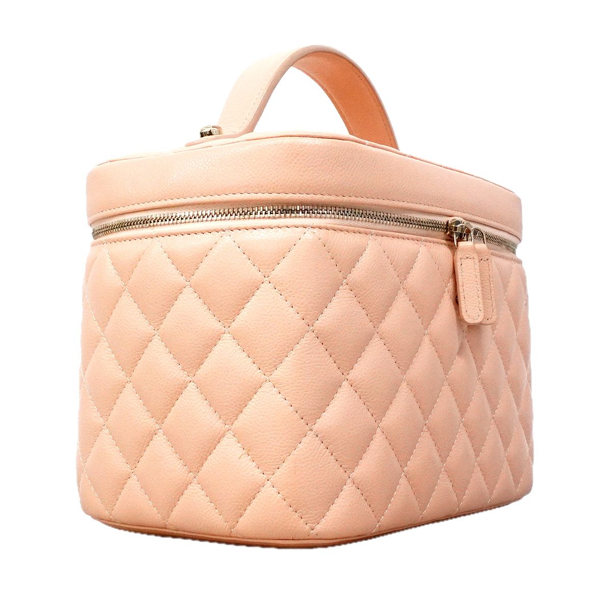 Chanel Vanity Bag Quilted Caviar Leather Pink Champagne Gold — view 2
