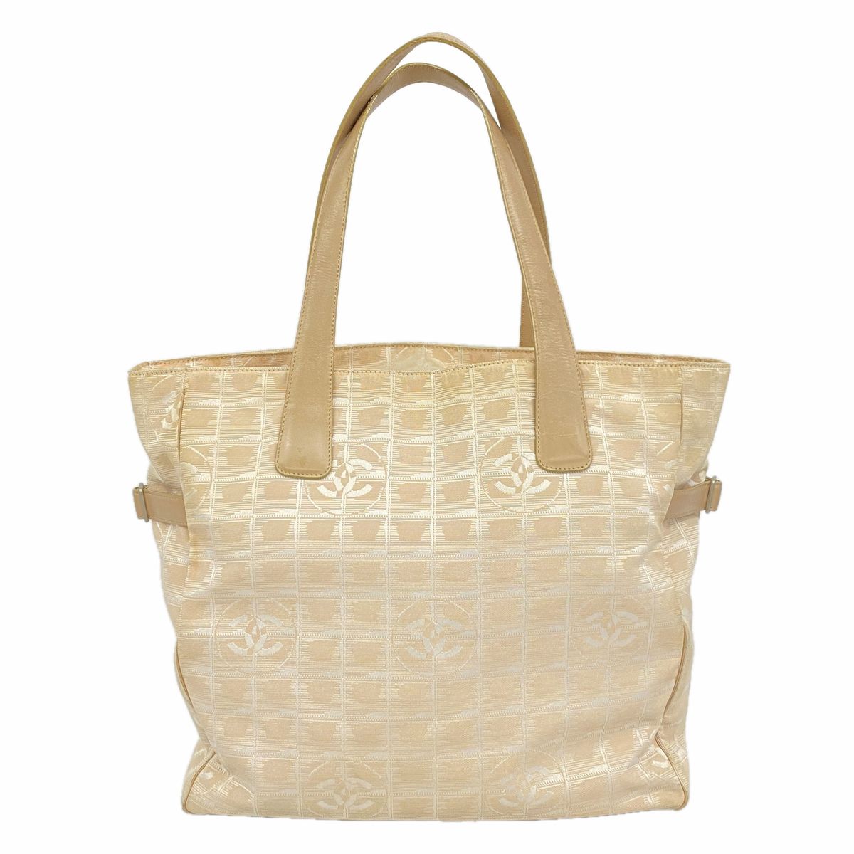 Chanel Tote Bag New Travel Nylon Beige Silver