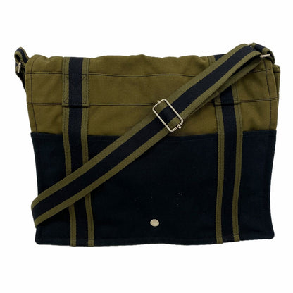 Hermes Shoulder Bag Fourre Tout Besace MM Canvas Black Khaki Silver