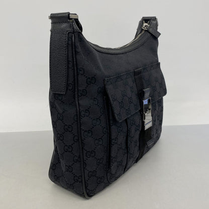 Gucci Shoulder Bag GG Canvas Black Silver — view 2