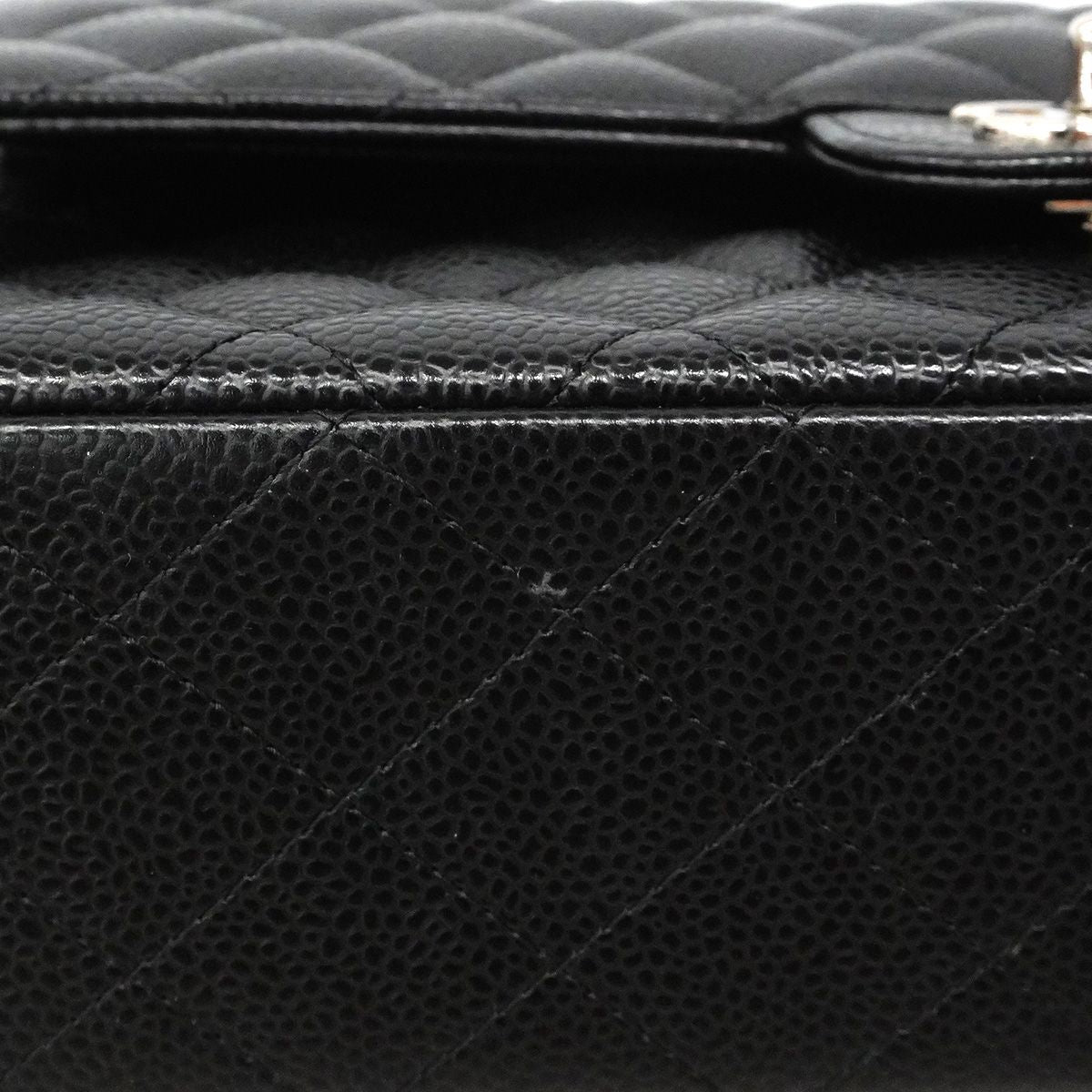 Chanel Shoulder Bag Quilted Caviar Leather Black Silver — view 6