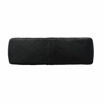 Chanel Shoulder Bag Maxi Quilted Caviar Leather Black Gold — view 3