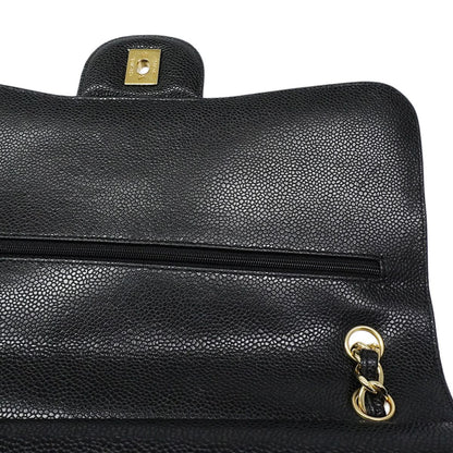 Chanel Shoulder Bag Maxi Quilted Caviar Leather Black Gold — view 6
