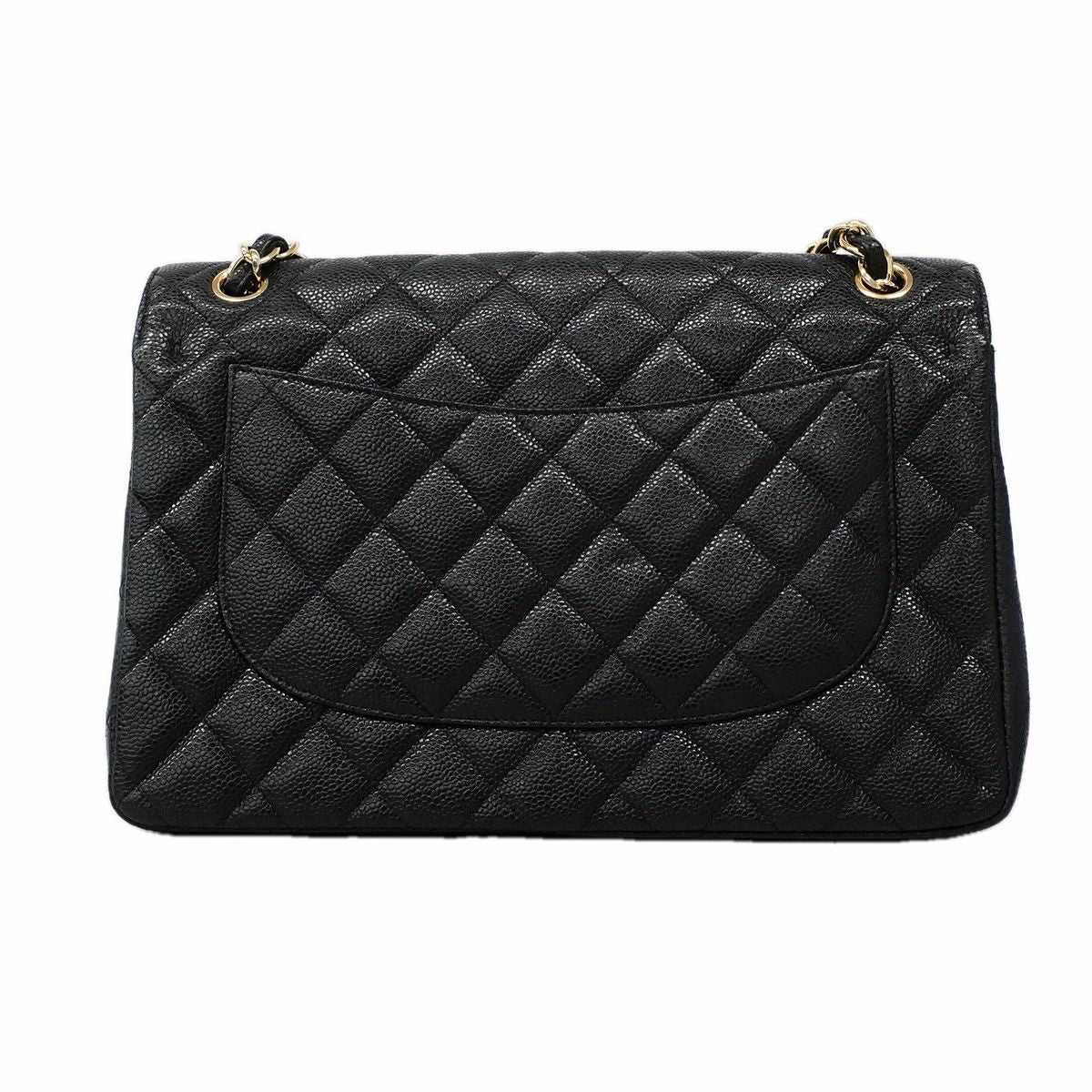 Chanel Shoulder Bag Maxi Quilted Caviar Leather Black Gold — view 8