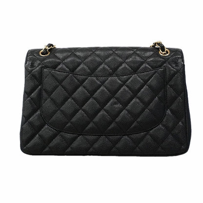 Chanel Shoulder Bag Maxi Quilted Caviar Leather Black Gold — view 8
