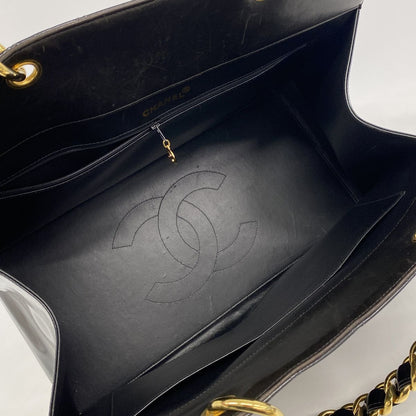 Chanel Chain Tote Bag Quilted Patent Leather Black Gold — view 4