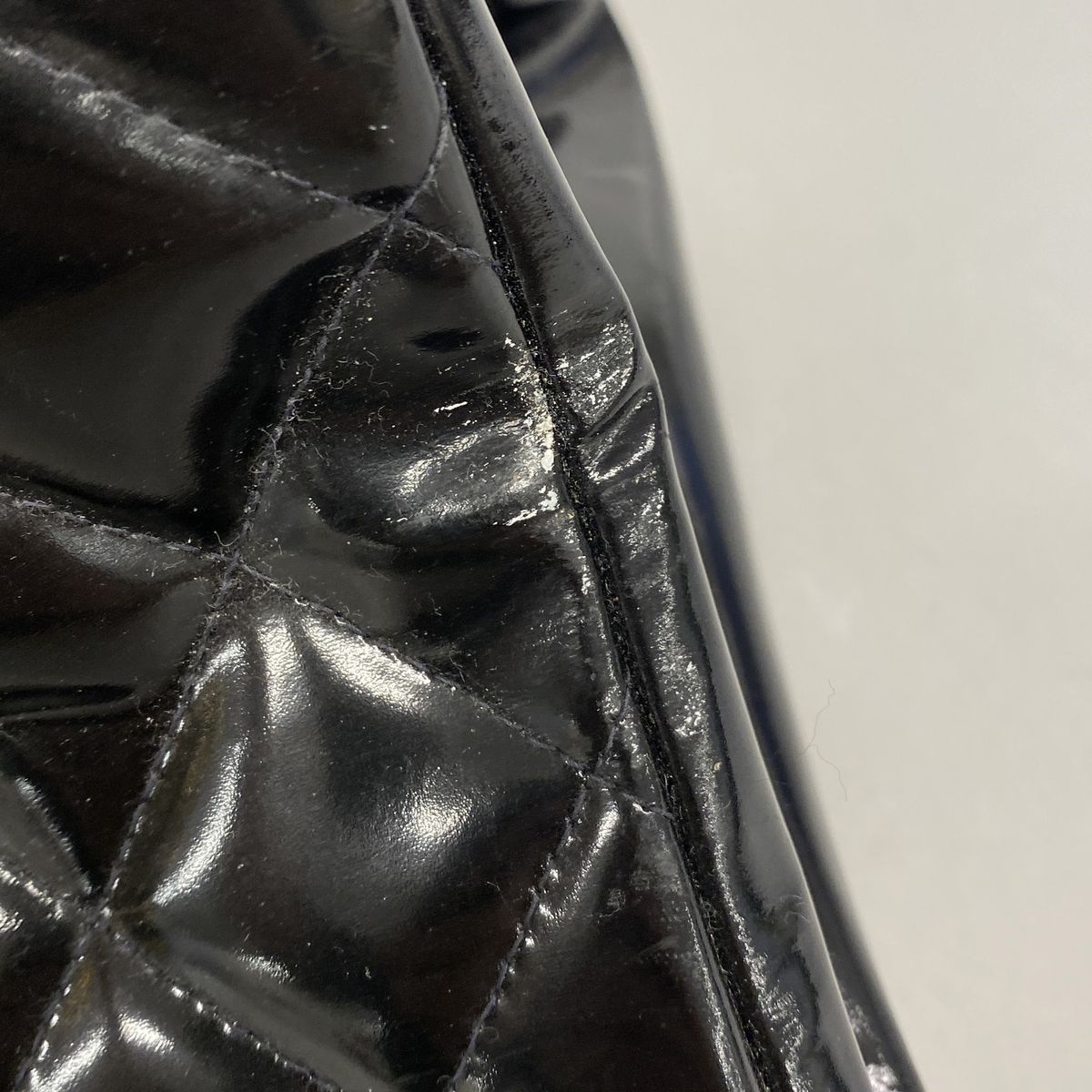 Chanel Chain Tote Bag Quilted Patent Leather Black Gold — view 6