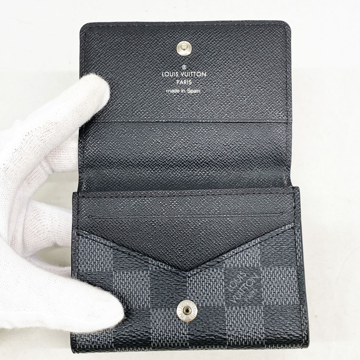 Louis Vuitton Business Card Case Damier Graphite Envelope Holder Black Gray — view 4