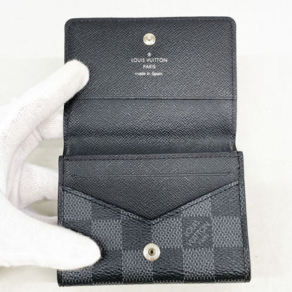 Louis Vuitton Business Card Case Damier Graphite Envelope Holder Black Gray — view 4