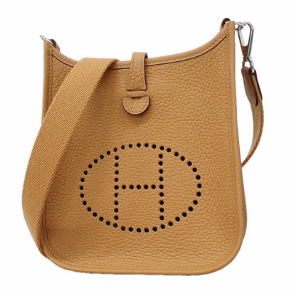 Hermes Shoulder Bag Evelyne TPM Taurillon Clemence Biscuit Silver