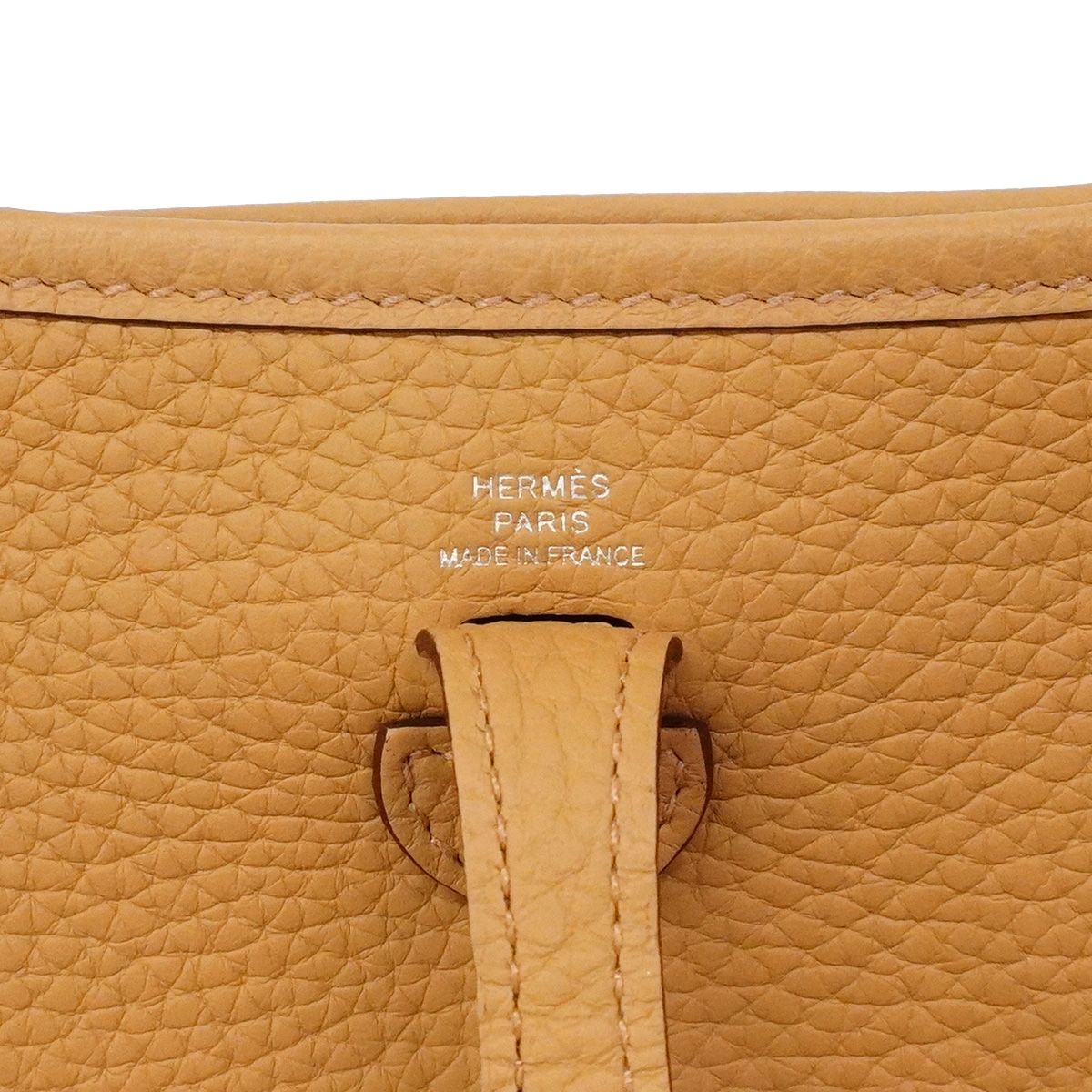 Hermes Shoulder Bag Evelyne TPM Taurillon Clemence Biscuit Silver — view 5