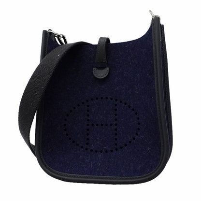 Hermes Shoulder Bag Evelyne TPM Felt Bleu Nuit Silver