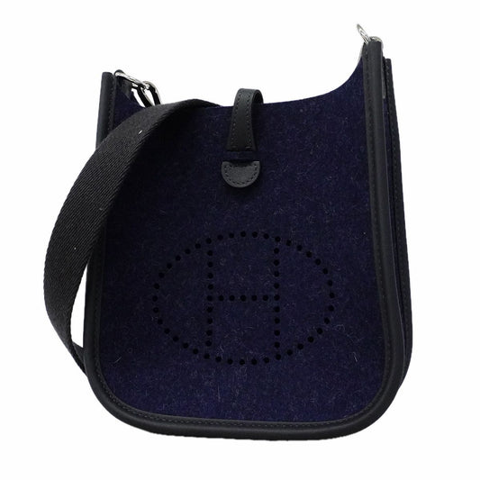 Hermes Shoulder Bag Evelyne TPM Felt Bleu Nuit Silver