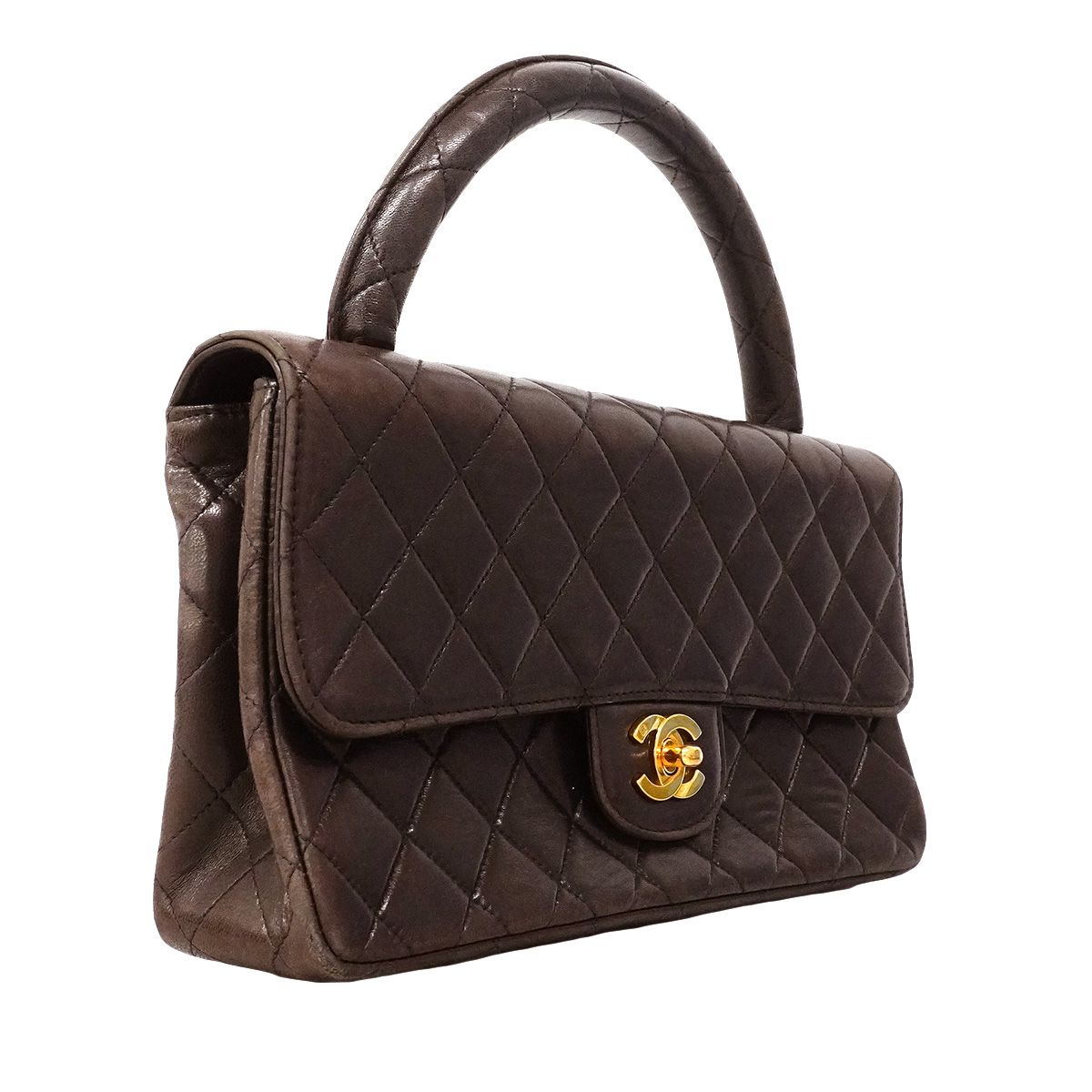 Chanel Handbag Quilted Parent Child Bag Lambskin Black Gold — view 2