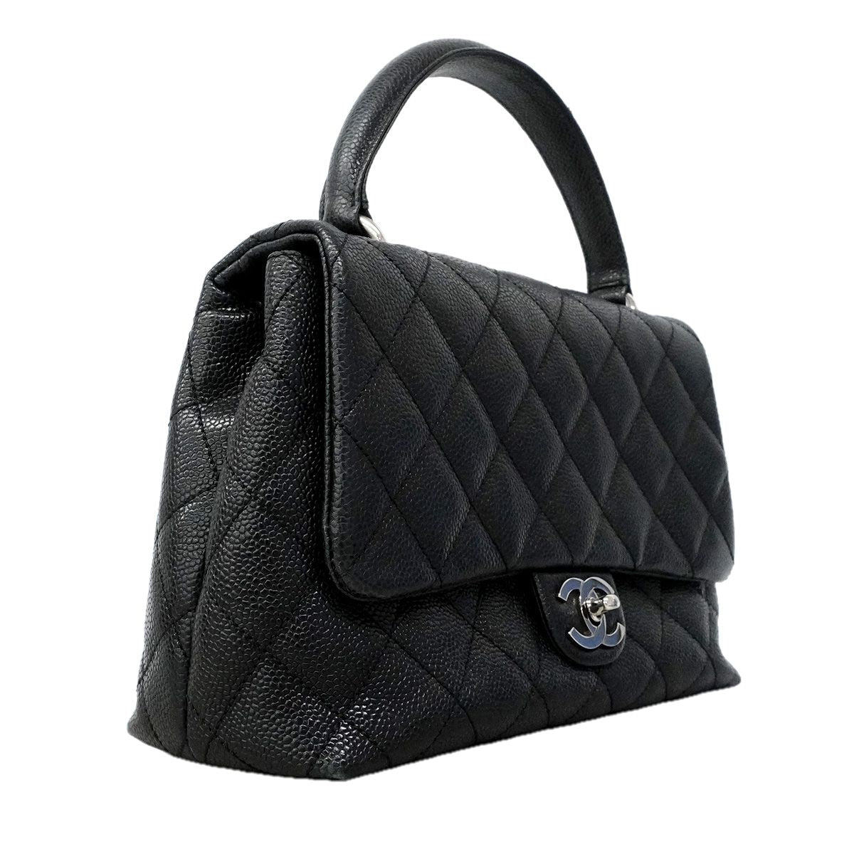 Chanel Handbag Quilted Caviar Leather Black Silver — view 2