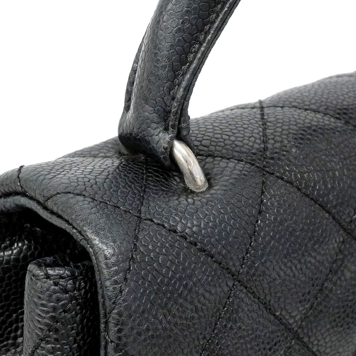 Chanel Handbag Quilted Caviar Leather Black Silver — view 7