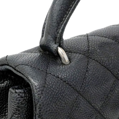 Chanel Handbag Quilted Caviar Leather Black Silver — view 7