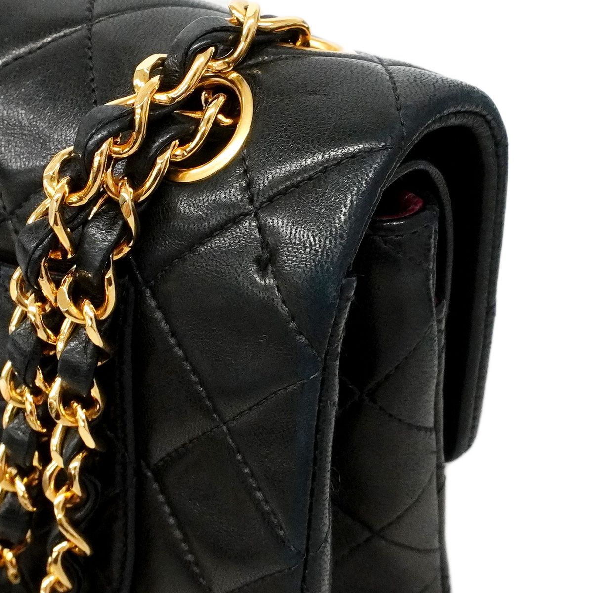 Chanel Shoulder Bag Quilted Lambskin Black Gold — view 7