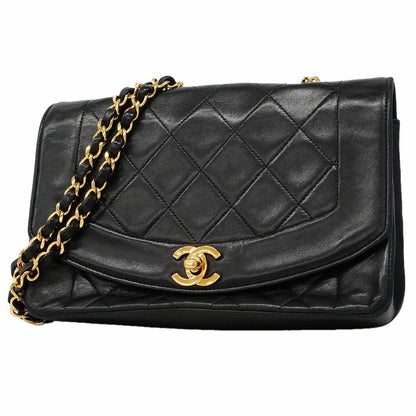 Chanel Shoulder Bag Diana Lambskin Black Gold