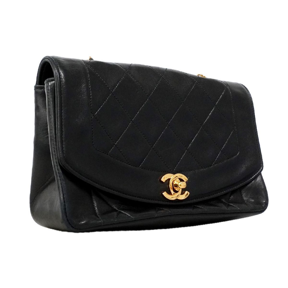 Chanel Shoulder Bag Diana Lambskin Black Gold — view 2
