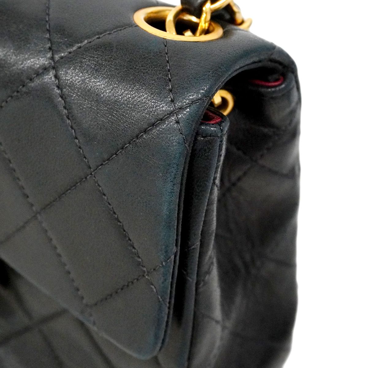 Chanel Shoulder Bag Mini Quilted Lambskin Black Gold — view 7