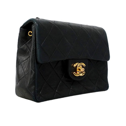 Chanel Shoulder Bag Mini Quilted Lambskin Black Gold — view 2