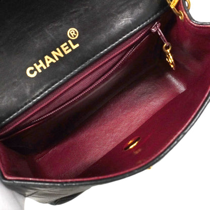 Chanel Shoulder Bag Mini Quilted Lambskin Black Gold — view 4
