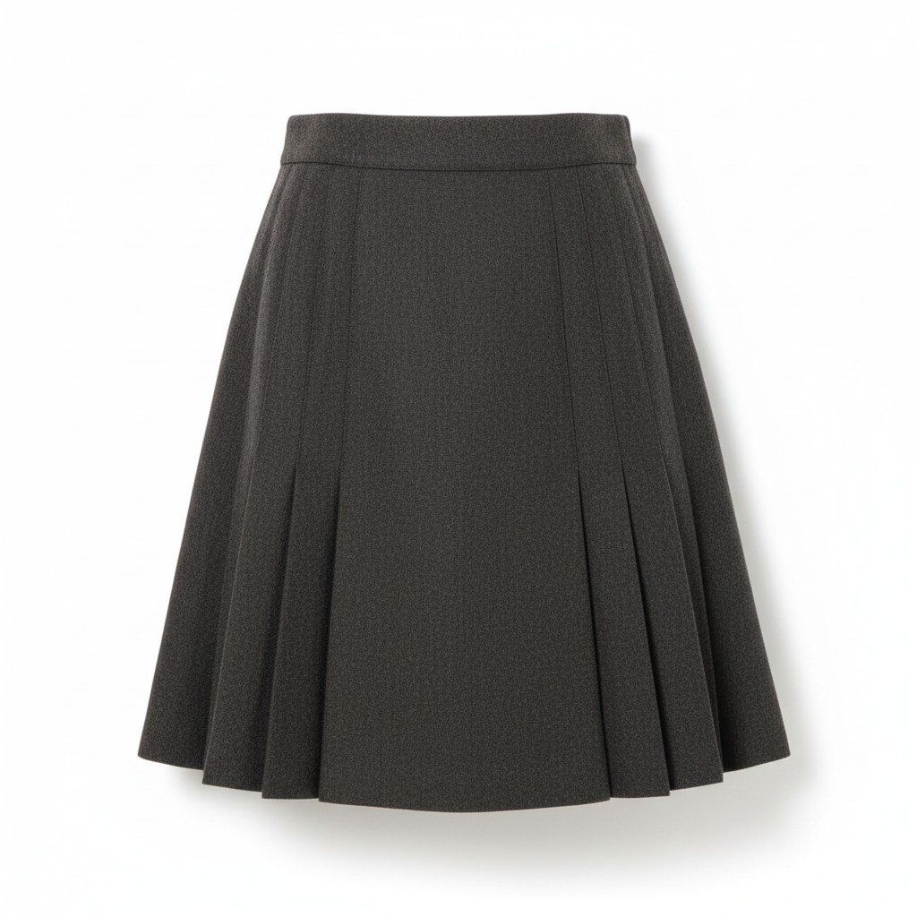 Chanel 90S CC Logo Button Pleated Skirt Brown Wool 36
