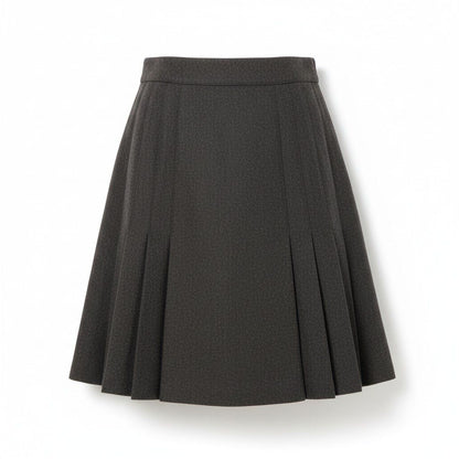 Chanel 90S CC Logo Button Pleated Skirt Brown Wool 36