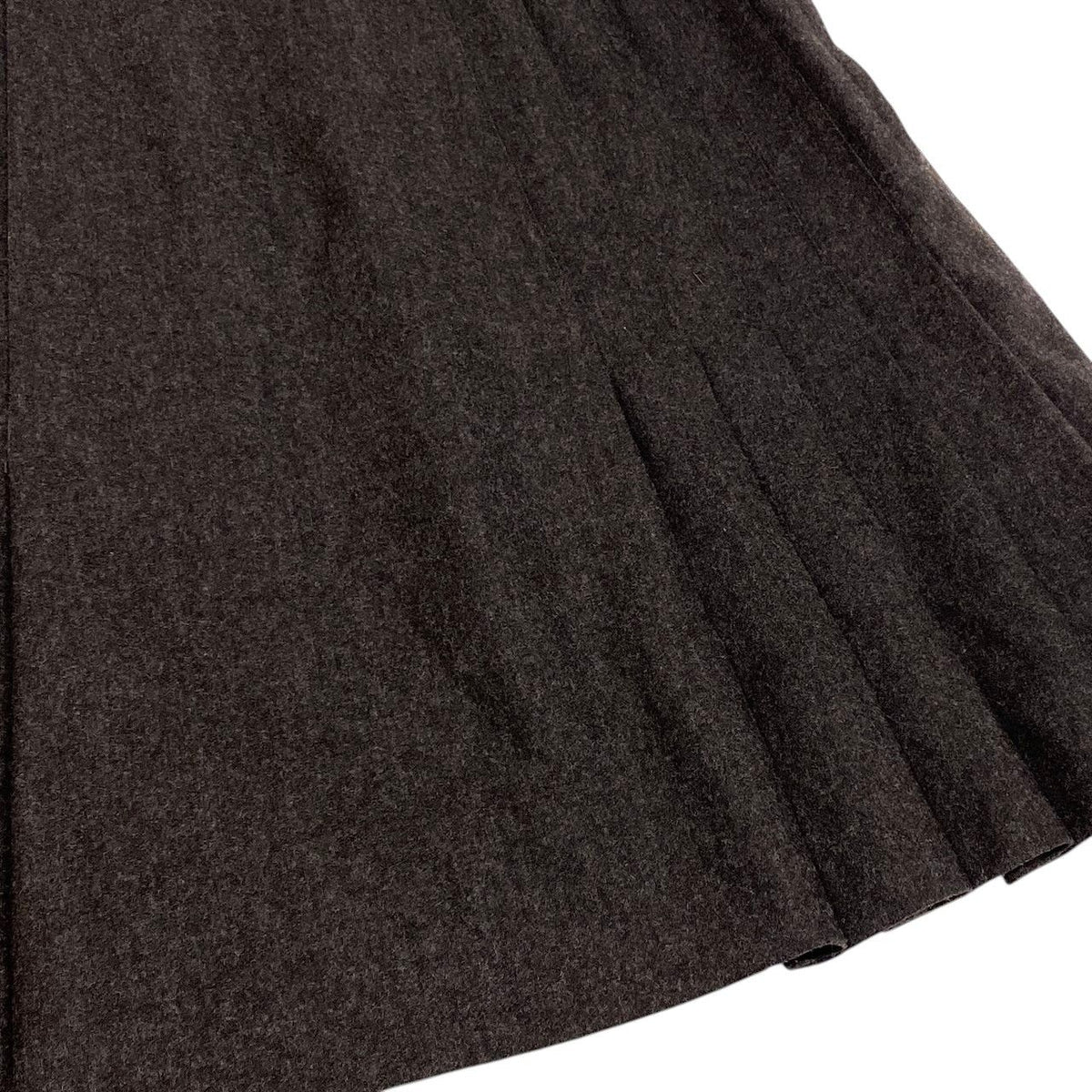 Chanel 90S CC Logo Button Pleated Skirt Brown Wool 36 — view 5